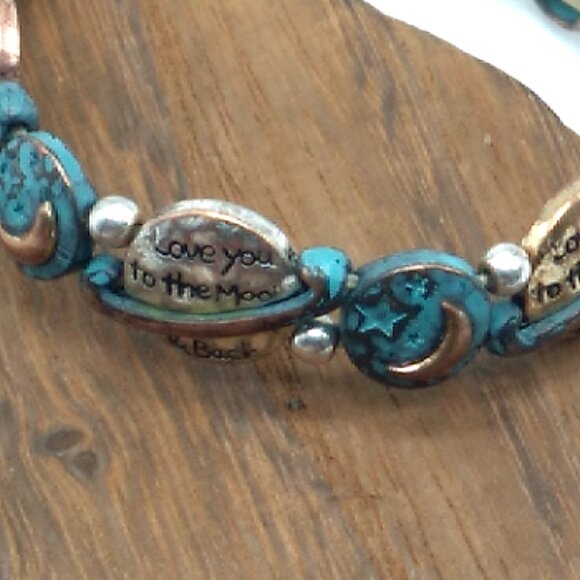 Love You To The Moon & Back Celestial Stretch Disc Bracelet - Picture 2 of 16